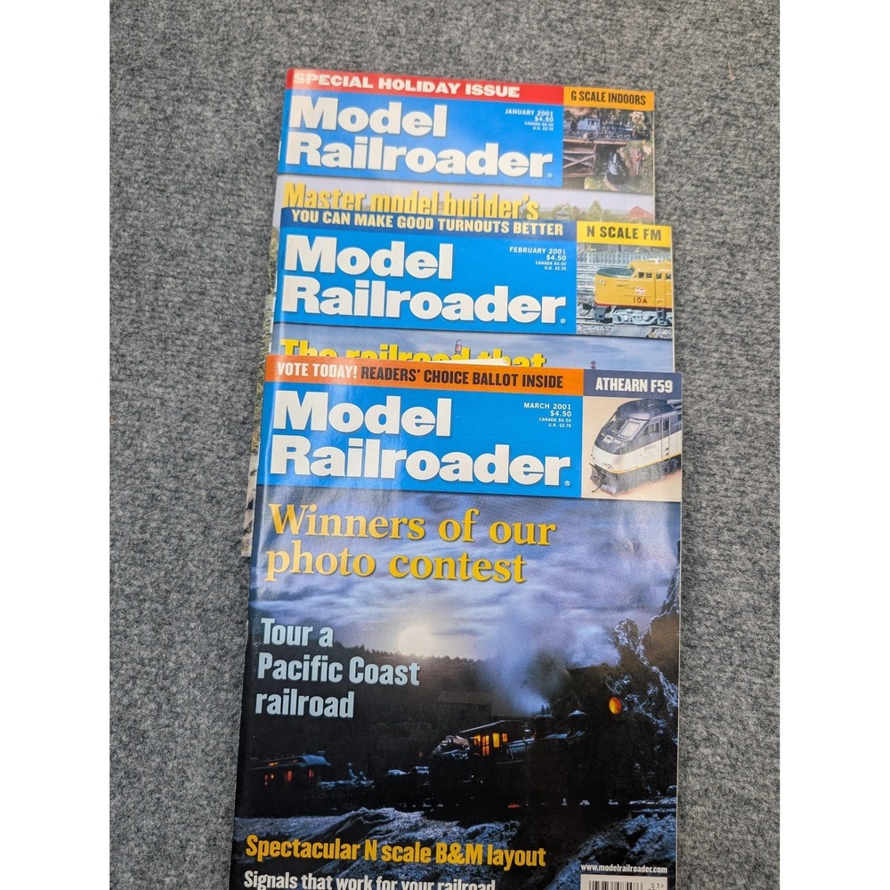 Vintage Model Railroader Magazines Jan-Feb-Mar 2001‎ Lot Of 3 Blue Cover Issues